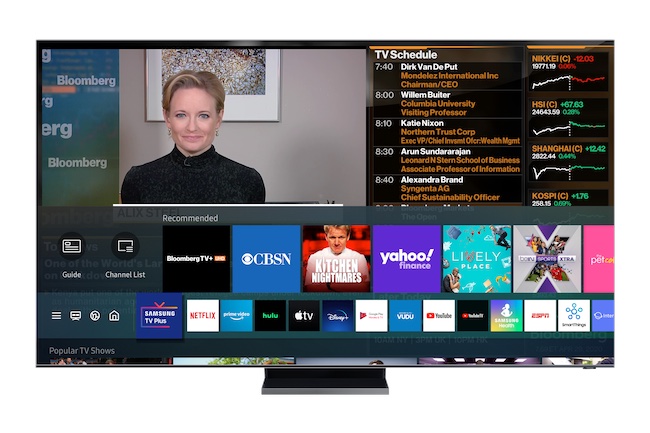 Bloomberg TV+ on Samsung televisions. Image: Bloomberg.